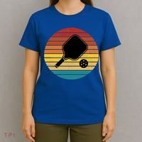 Funny Pickleball Retro Sunset Gift T-Shirt thumb 4