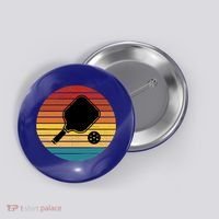 Funny Pickleball Retro Sunset Gift Button thumb 0