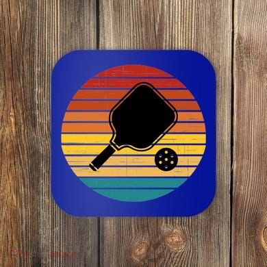 Funny Pickleball Retro Sunset Gift Coaster