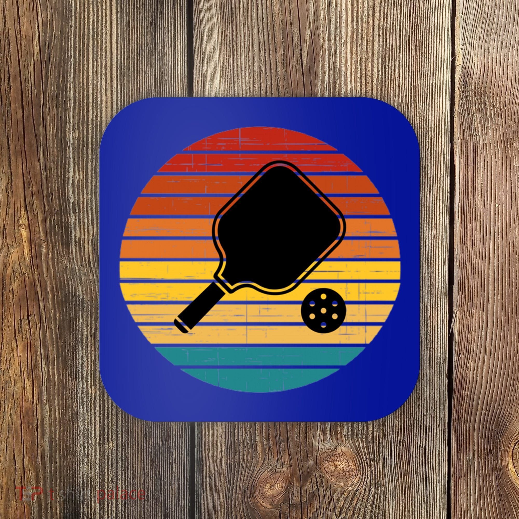 Funny Pickleball Retro Sunset Gift Coaster