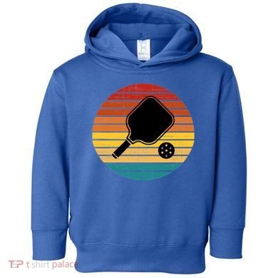 Funny Pickleball Retro Sunset Gift Toddler Hoodie