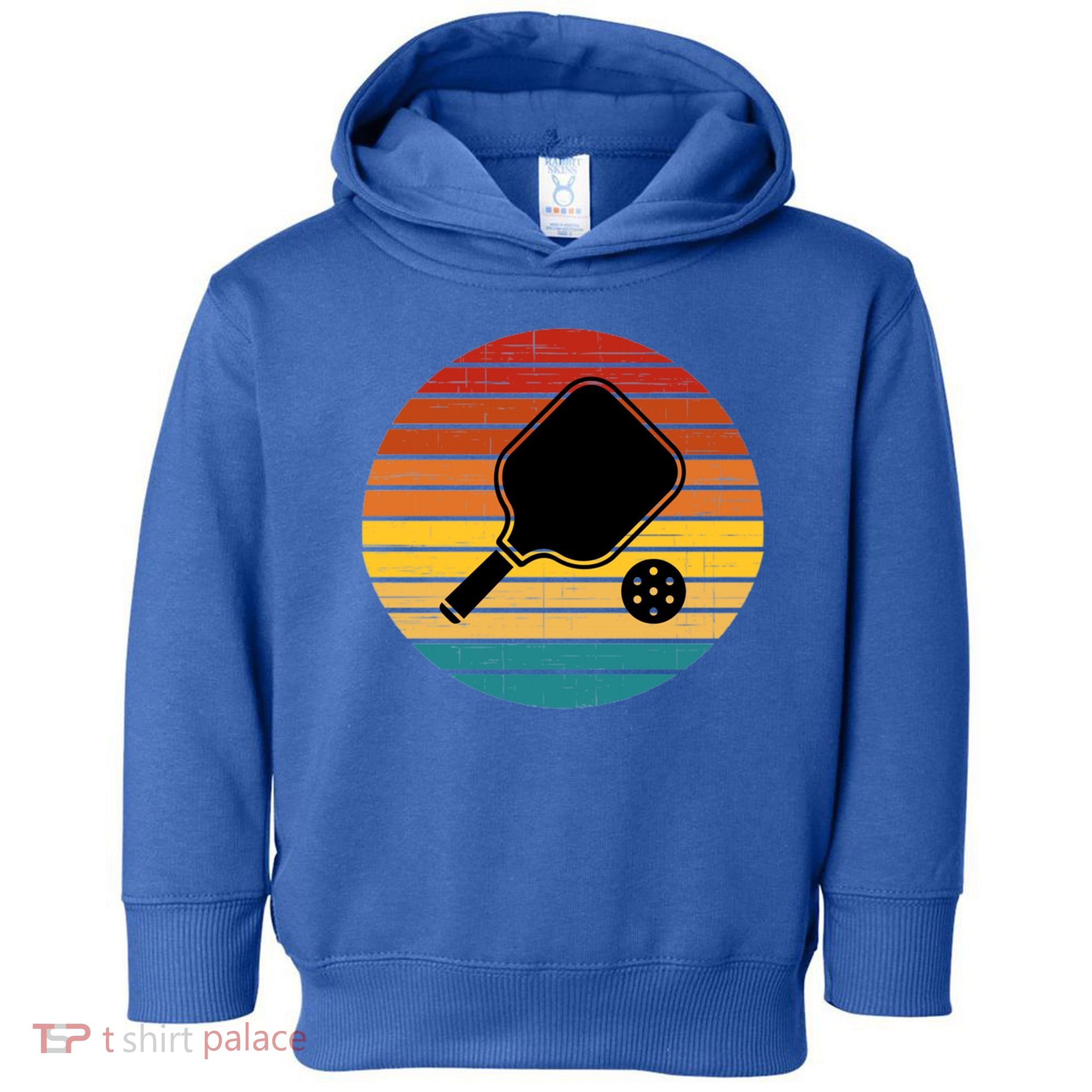 Funny Pickleball Retro Sunset Gift Toddler Hoodie
