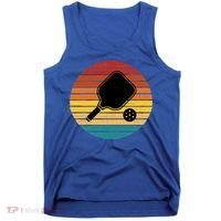 Funny Pickleball Retro Sunset Gift Tank Top thumb 0