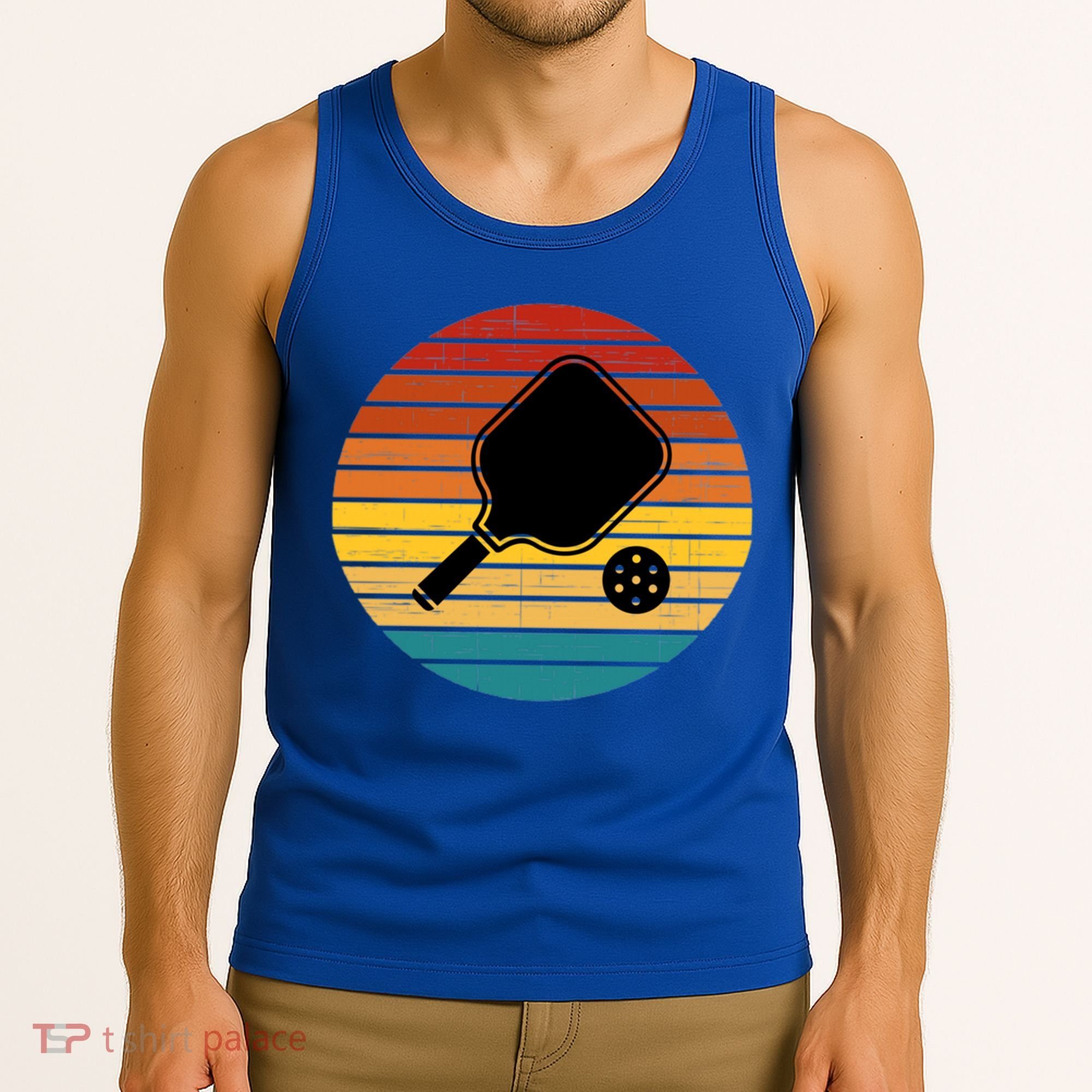 Funny Pickleball Retro Sunset Gift Tank Top