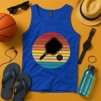 Funny Pickleball Retro Sunset Gift Tank Top thumb 4