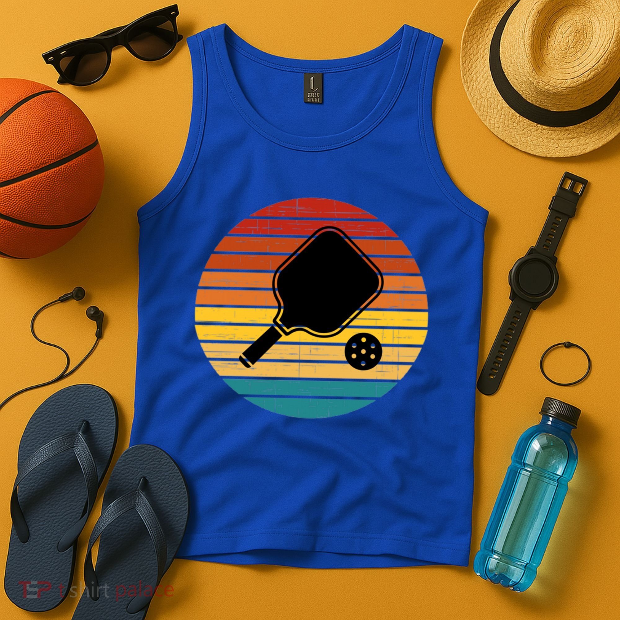 Funny Pickleball Retro Sunset Gift Tank Top