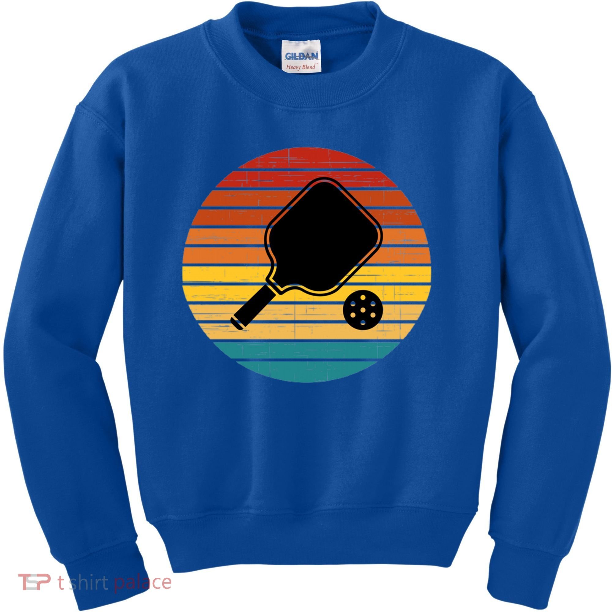Funny Pickleball Retro Sunset Gift Kids Sweatshirt