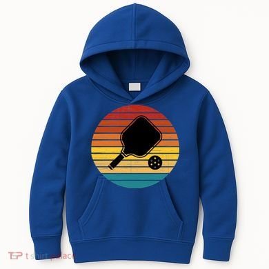 Funny Pickleball Retro Sunset Gift Kids Hoodie