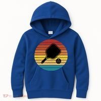 Funny Pickleball Retro Sunset Gift Kids Hoodie thumb 0