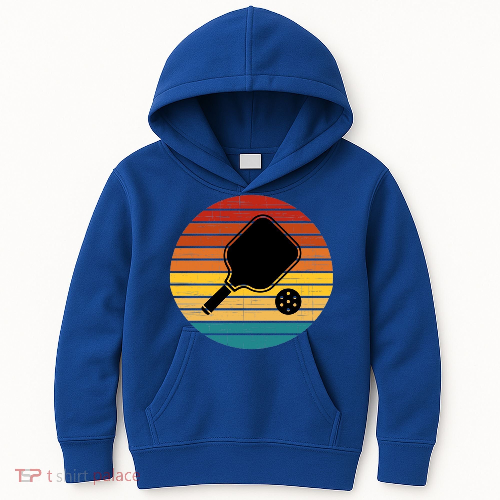Funny Pickleball Retro Sunset Gift Kids Hoodie