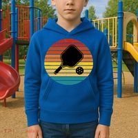 Funny Pickleball Retro Sunset Gift Kids Hoodie thumb 2
