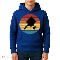 Funny Pickleball Retro Sunset Gift Kids Hoodie thumb 4