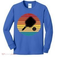 Funny Pickleball Retro Sunset Gift Kids Long Sleeve Shirt thumb 0
