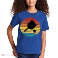 Funny Pickleball Retro Sunset Gift Kids T-Shirt thumb 2