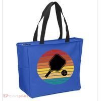 Funny Pickleball Retro Sunset Gift Tote Bag thumb 2