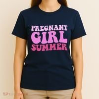 Funny Pregnancy Reveal Pregnant Girl Summer Baby Shower T-Shirt thumb 4