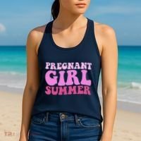 Funny Pregnancy Reveal Pregnant Girl Summer Baby Shower Women's Tank Top thumb 2