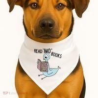 Funny Pigeon Read Mo Books USA-Made Doggie Bandana thumb 1
