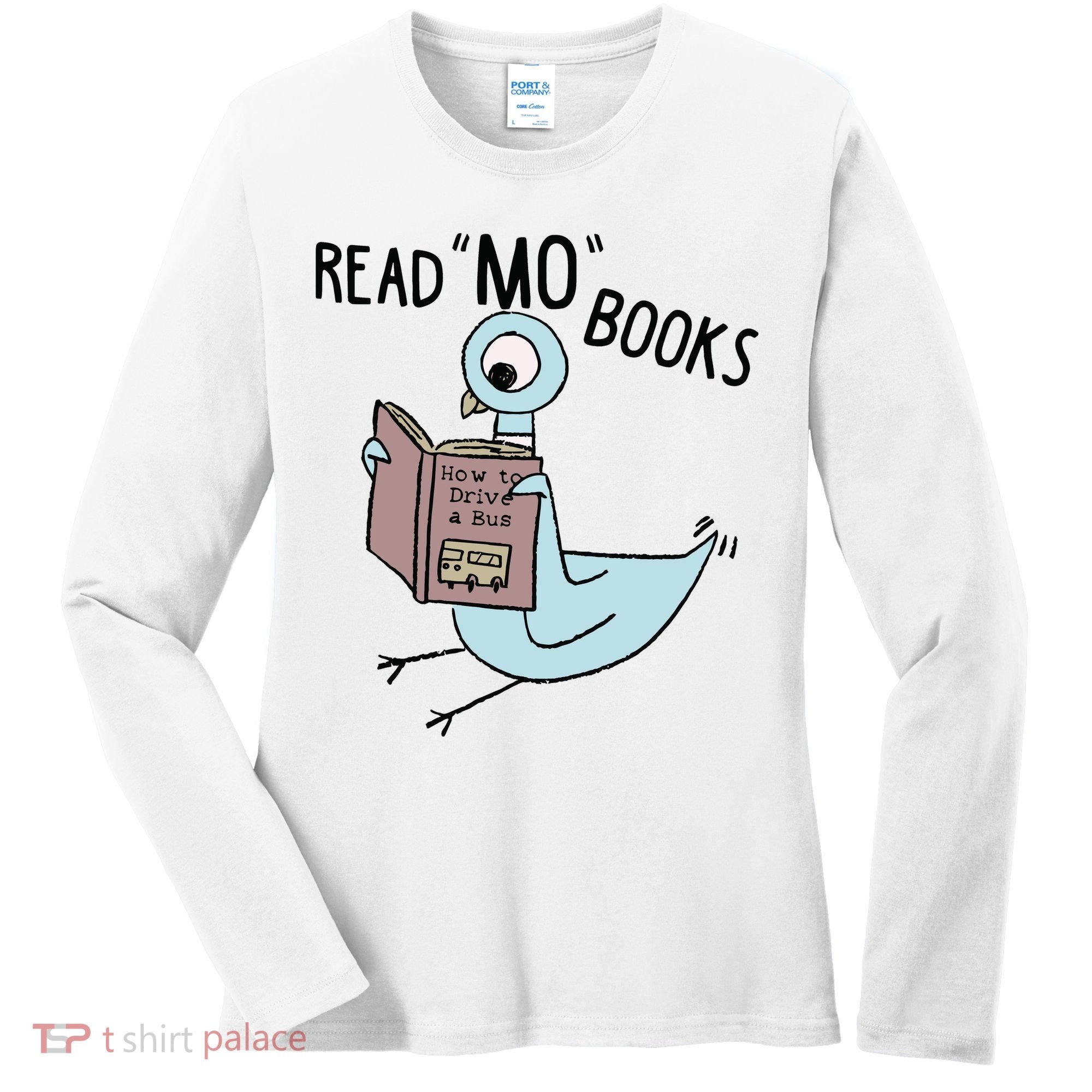 Funny Pigeon Read Mo Books Women's Long Sleeve Shirt