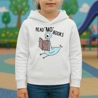 Funny Pigeon Read Mo Books Kids Hoodie thumb 3