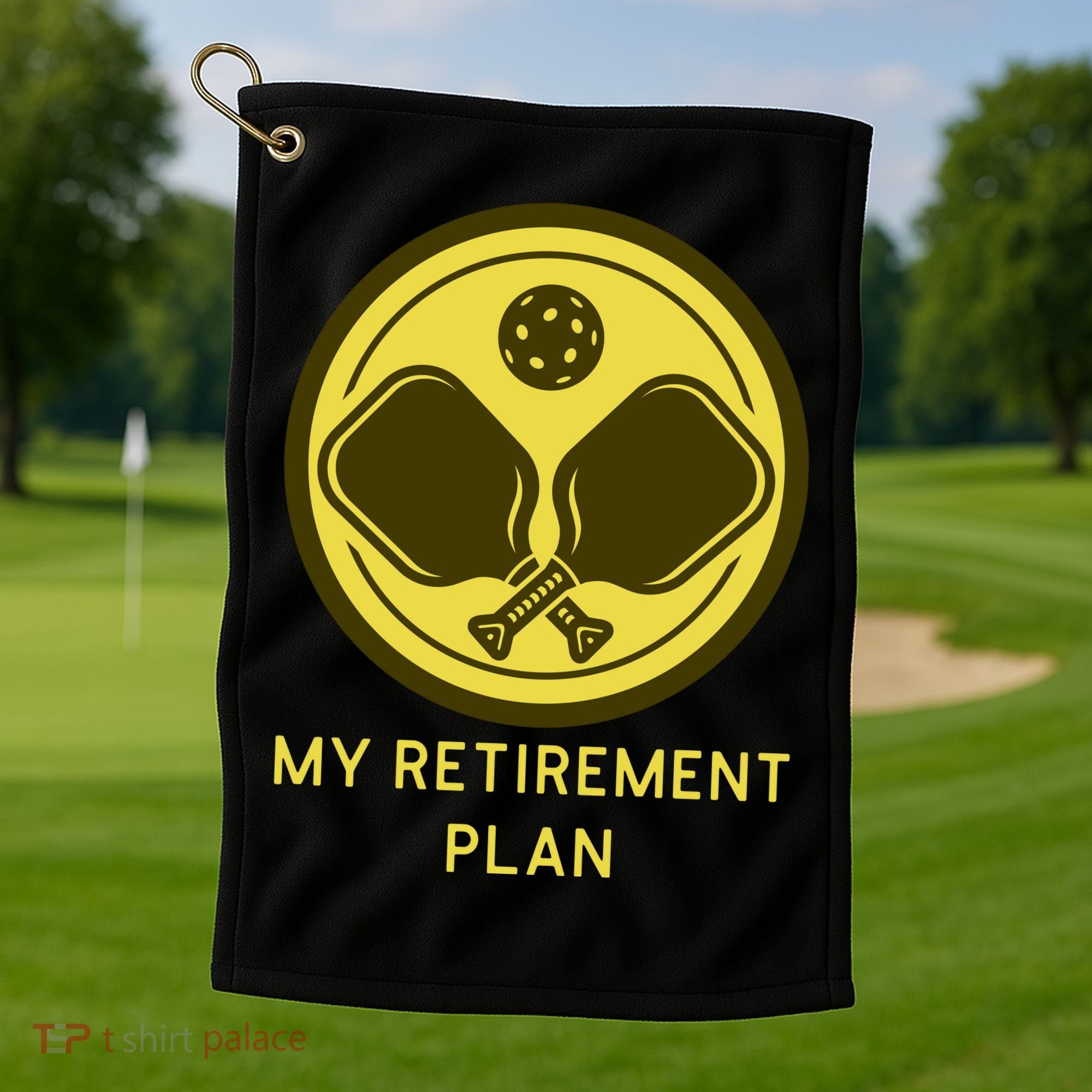 Funny Pickleball Retired Retirement Plan Golf Towel