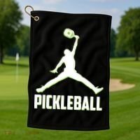 Funny Pickleball Sports Logo Golf Towel thumb 1