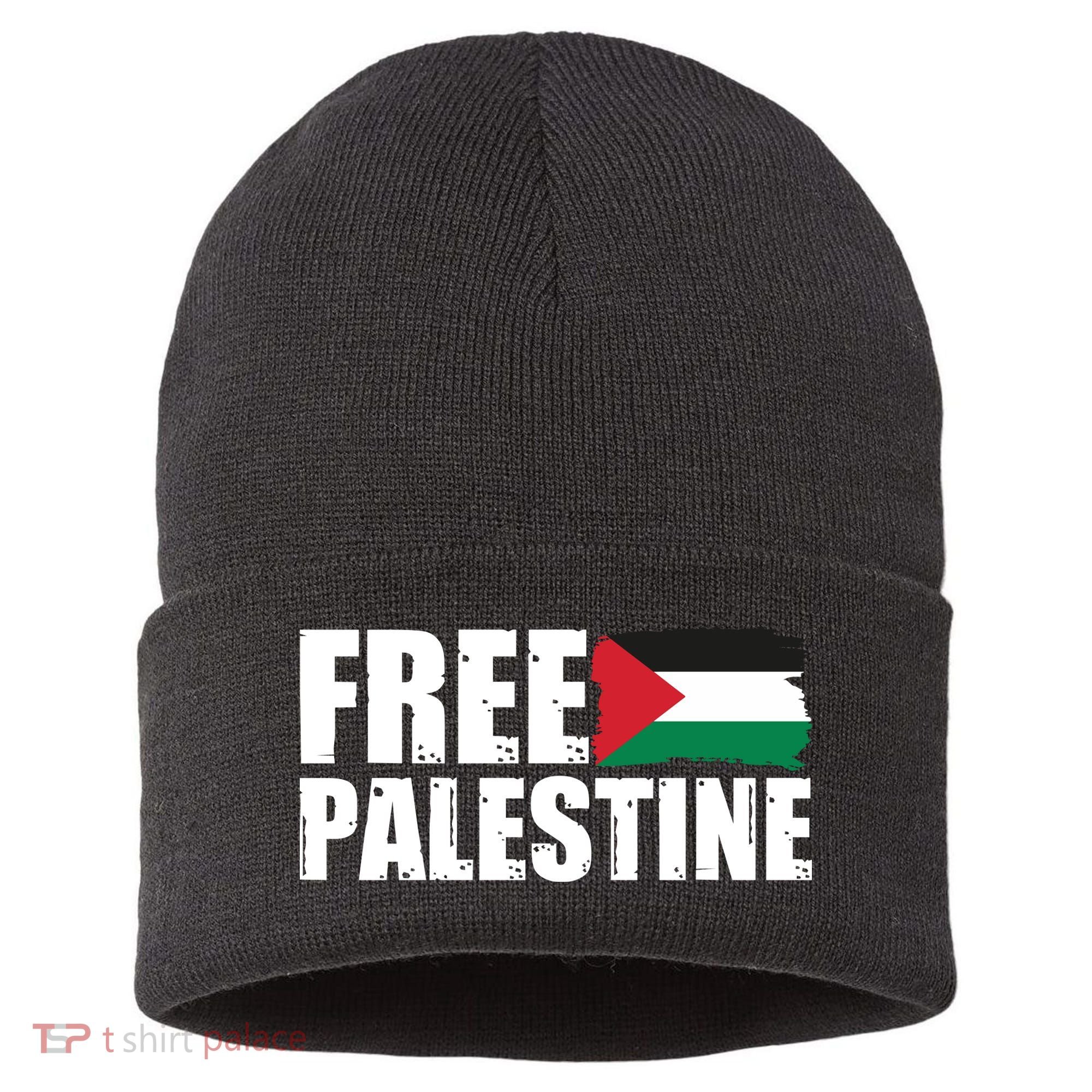 Free Palestine Support Stand With Palestine Sustainable Knit Beanie