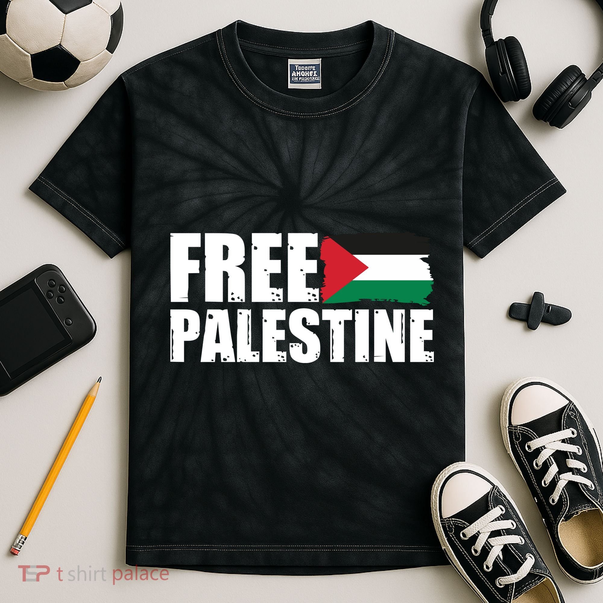 Free Palestine Support Stand With Palestine Kids Tie-Dye T-Shirt