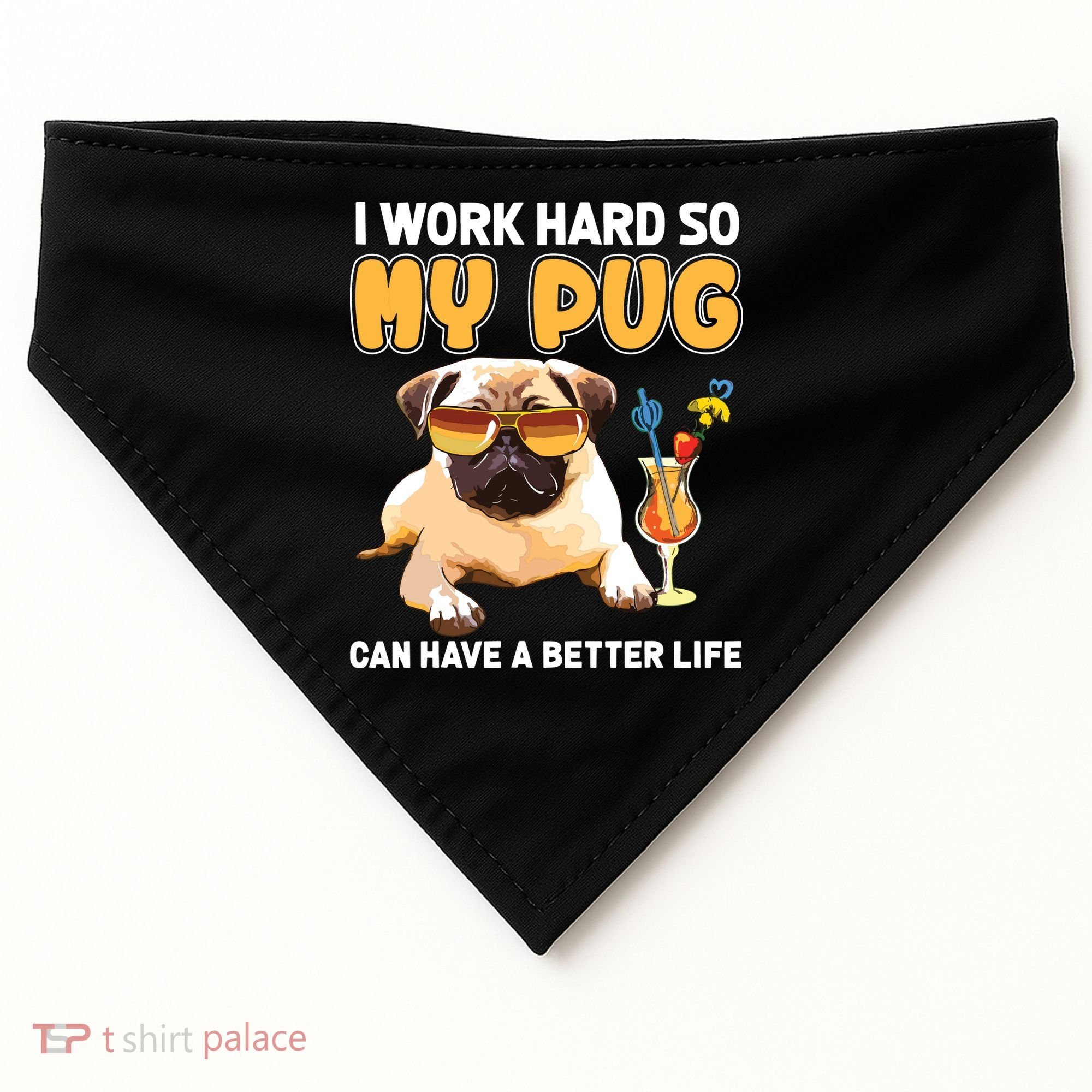 Funny Pug Shirts Pug Lover Gifts USA-Made Doggie Bandana
