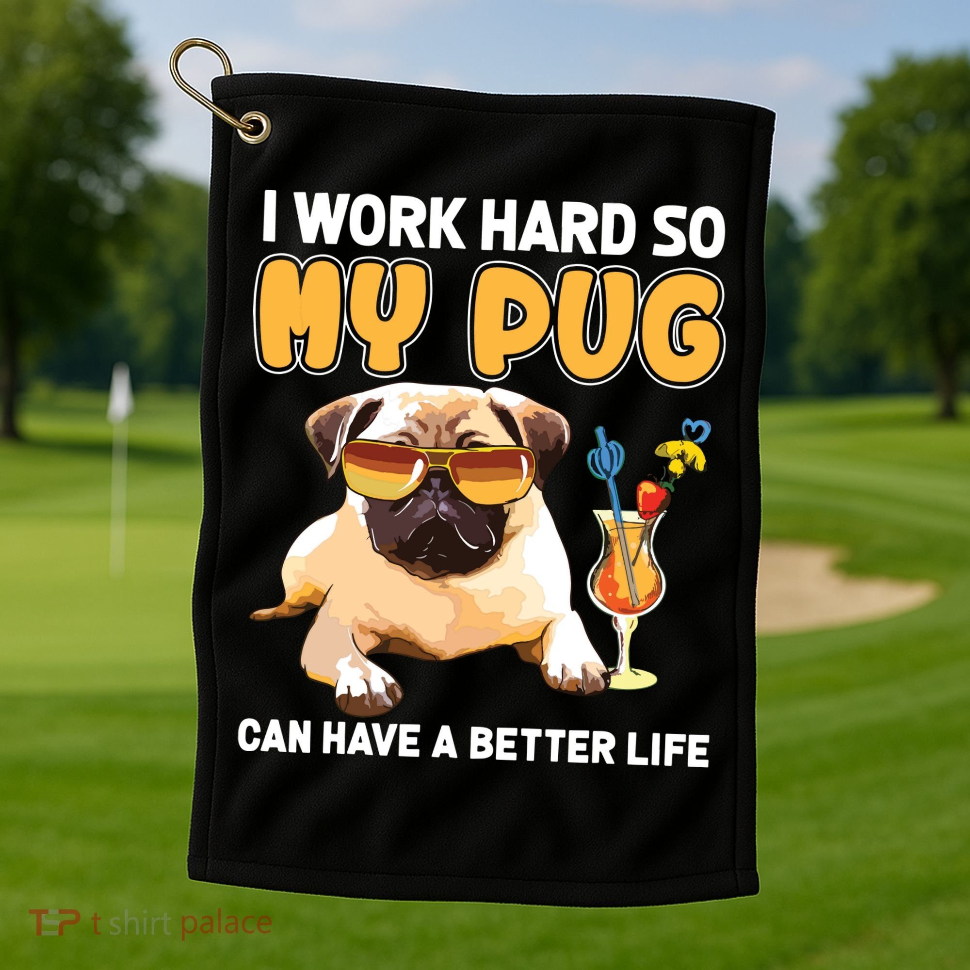 Funny Pug Shirts Pug Lover Gifts Golf Towel