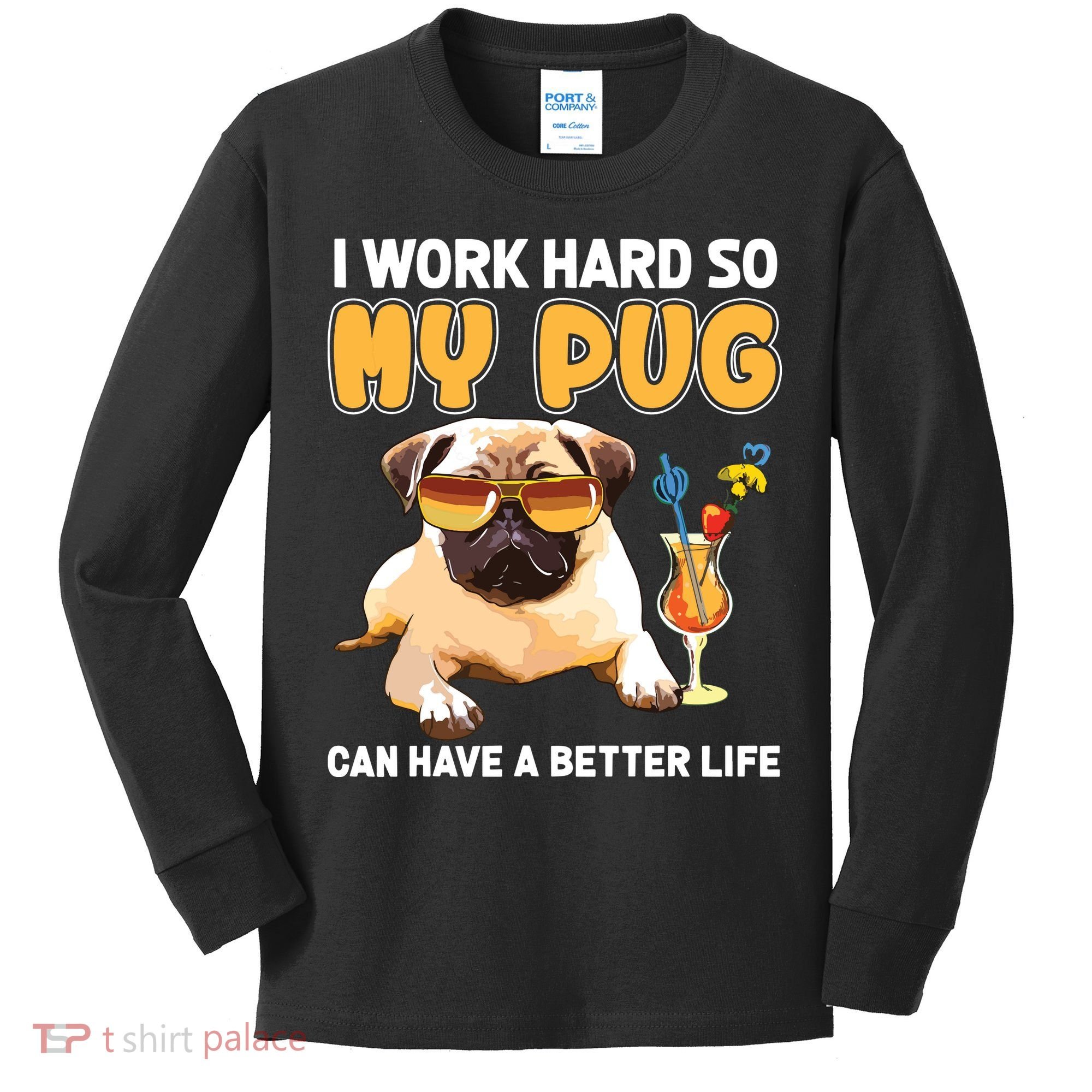 Funny Pug Shirts Pug Lover Gifts Kids Long Sleeve Shirt