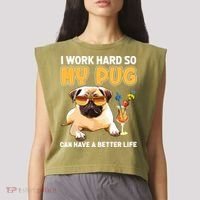 Funny Pug Shirts Pug Lover Gifts Garment-Dyed Women's Muscle Tee thumb 2