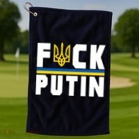 Fuck Putin Support Ukraine Golf Towel thumb 1