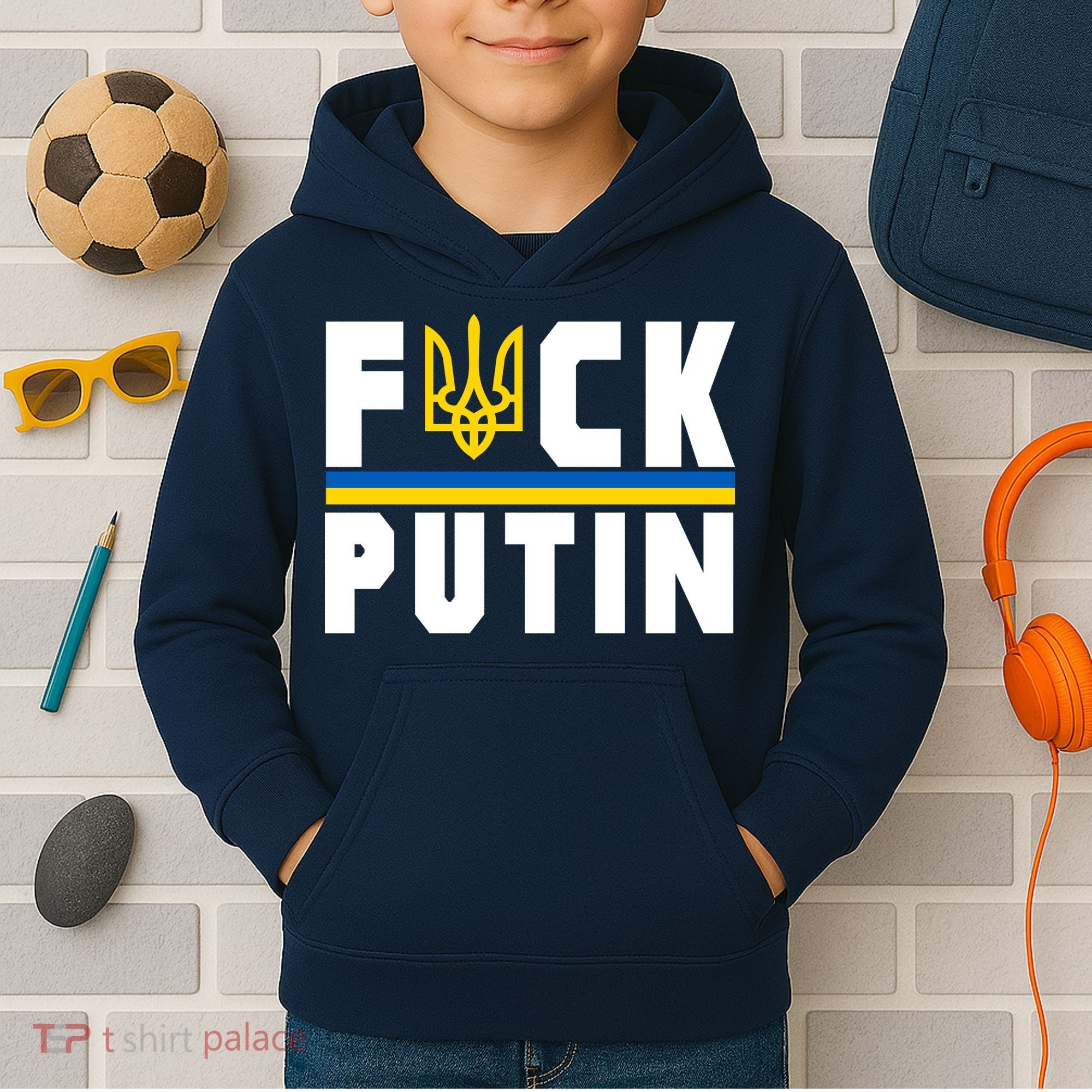 Fuck Putin Support Ukraine Kids Hoodie