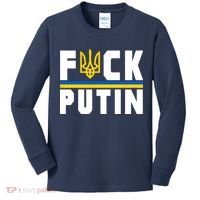 Fuck Putin Support Ukraine Kids Long Sleeve Shirt thumb 0