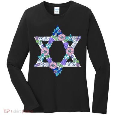 Floral Peace Sign Isreal Women's Long Sleeve Shirt