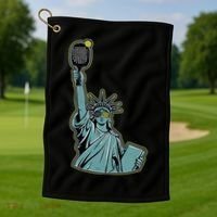 Funny Pickleball Statue Of Liberty  Golf Towel thumb 1