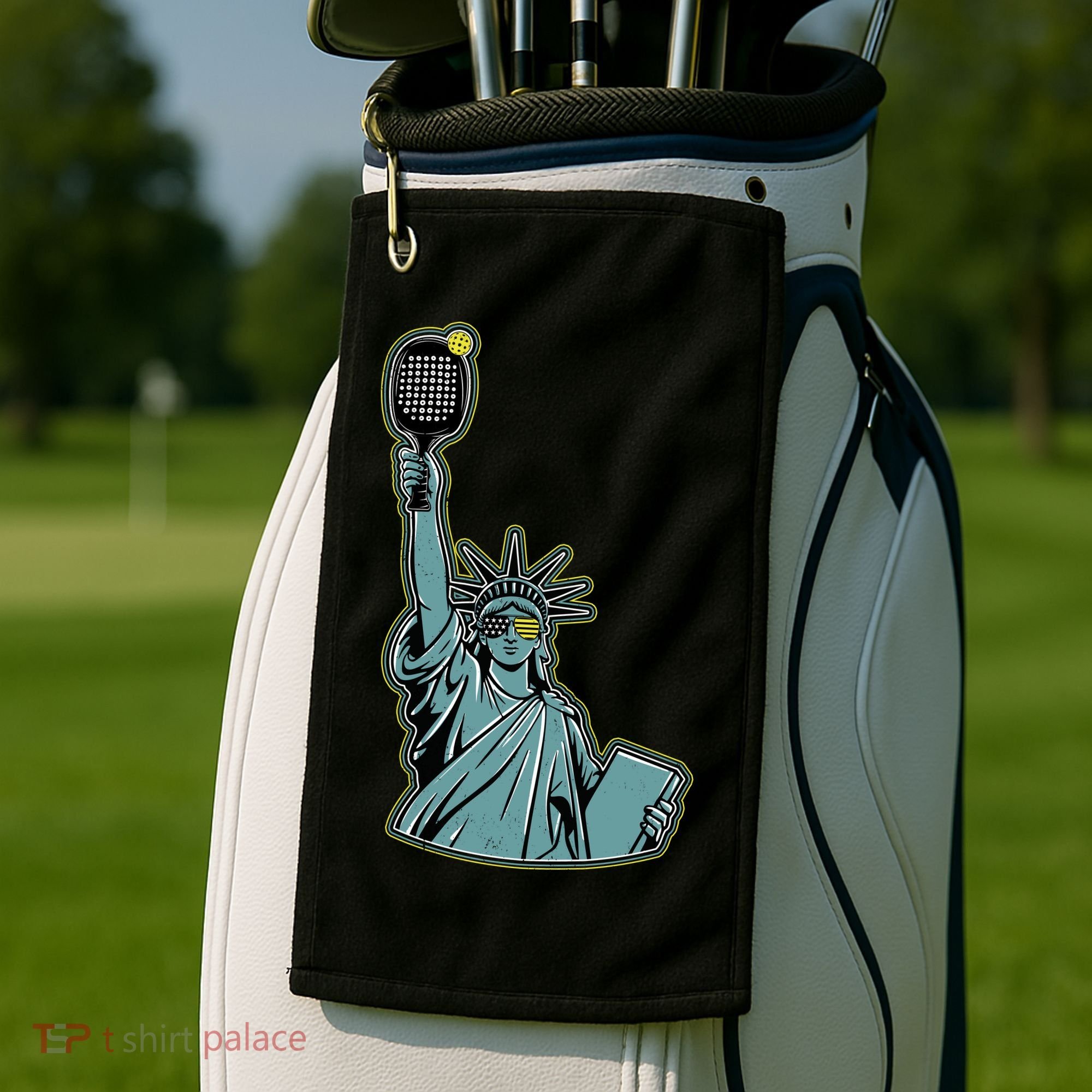 Funny Pickleball Statue Of Liberty  Golf Towel