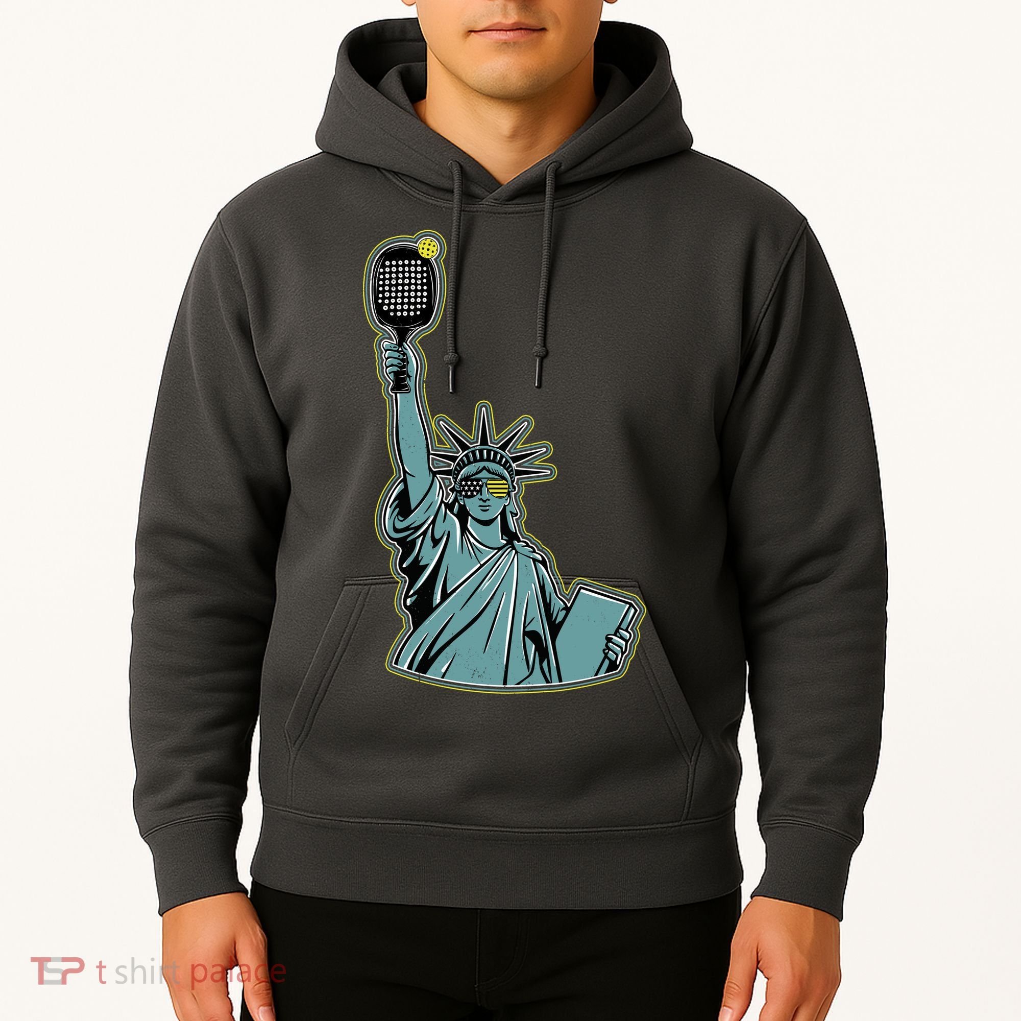 Funny Pickleball Statue Of Liberty  Hoodie