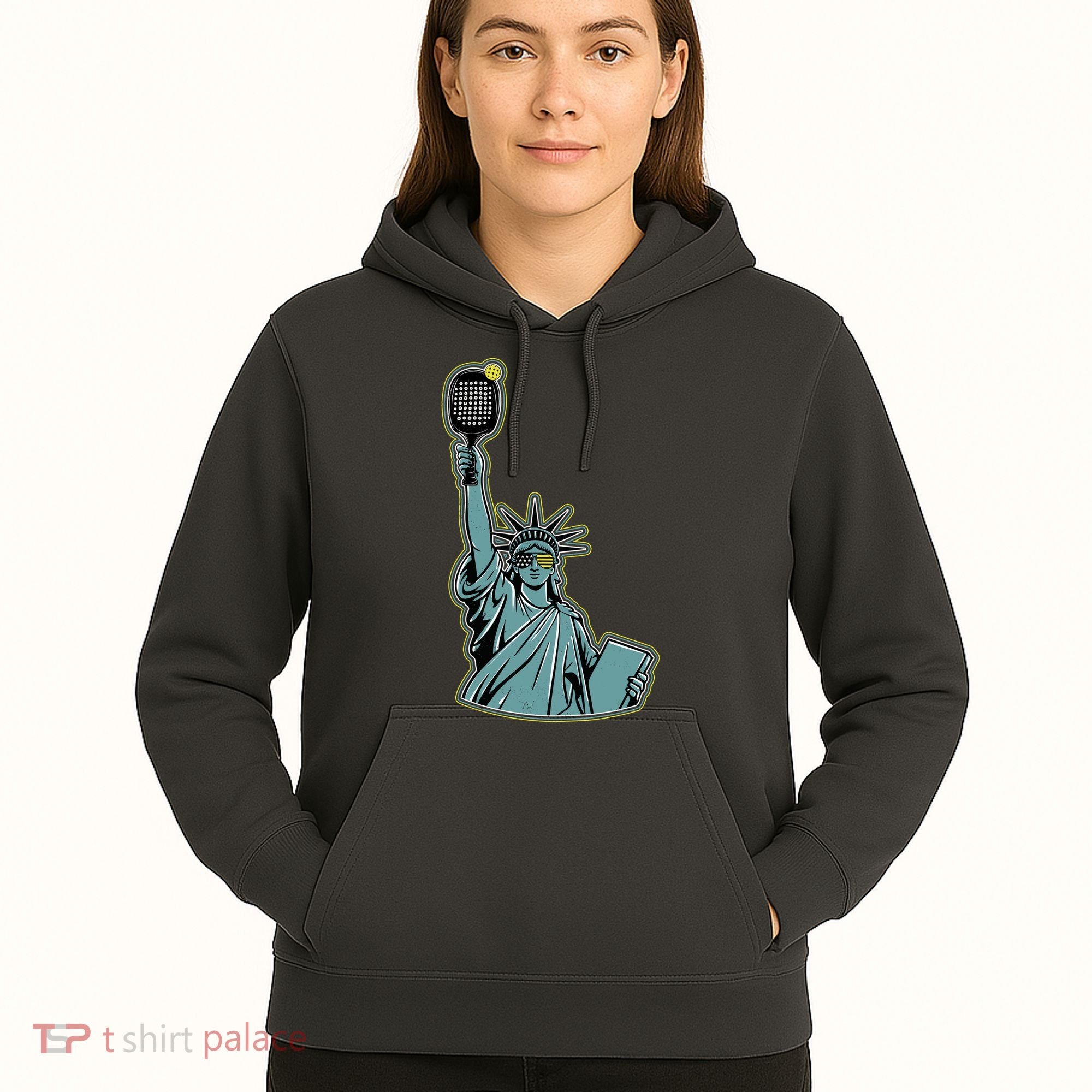 Funny Pickleball Statue Of Liberty  Hoodie