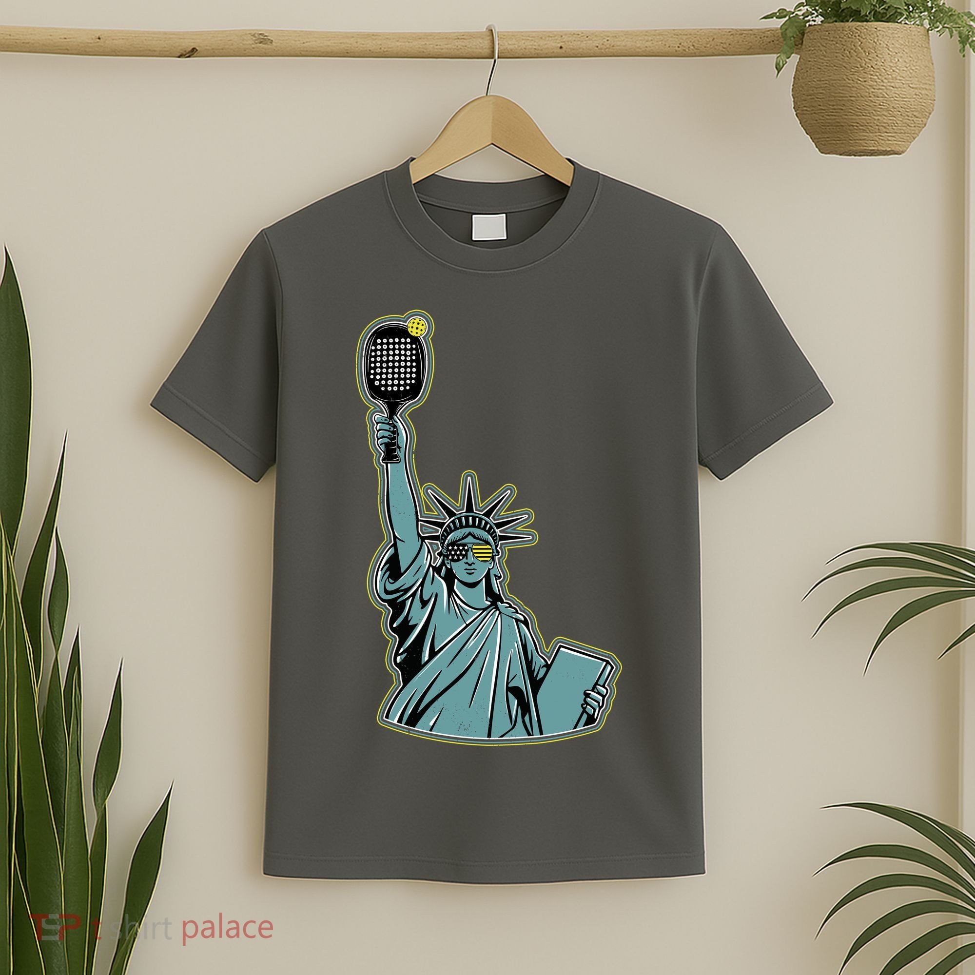 Funny Pickleball Statue Of Liberty  T-Shirt