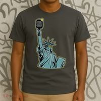 Funny Pickleball Statue Of Liberty  T-Shirt thumb 3