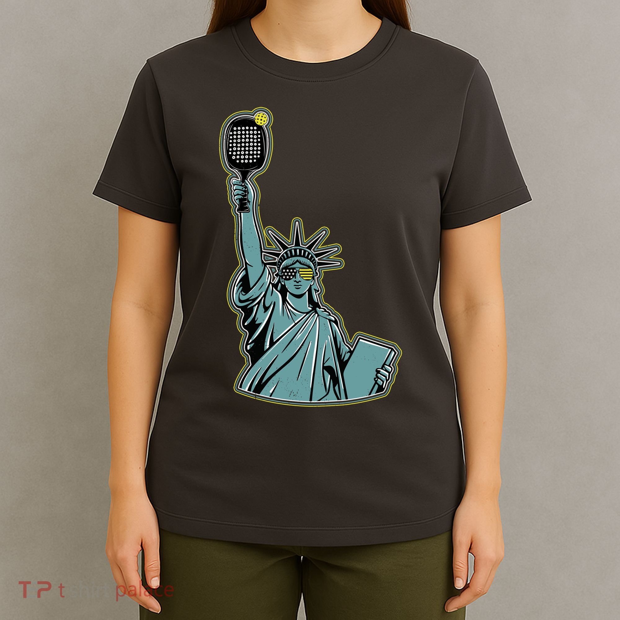 Funny Pickleball Statue Of Liberty  T-Shirt
