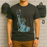 Funny Pickleball Statue Of Liberty  T-Shirt thumb 6