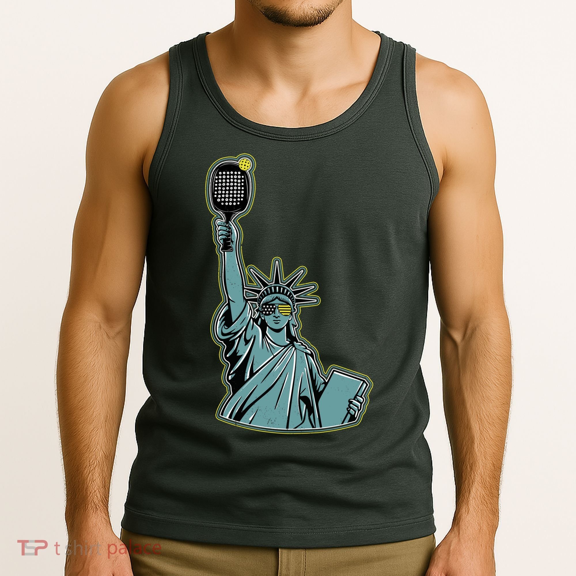 Funny Pickleball Statue Of Liberty  Tank Top