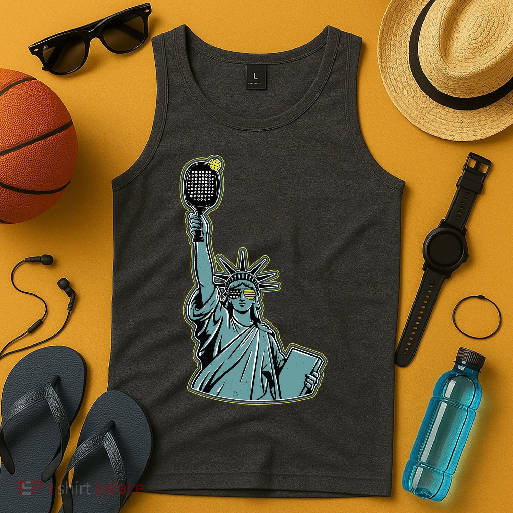 Funny Pickleball Statue Of Liberty  Tank Top