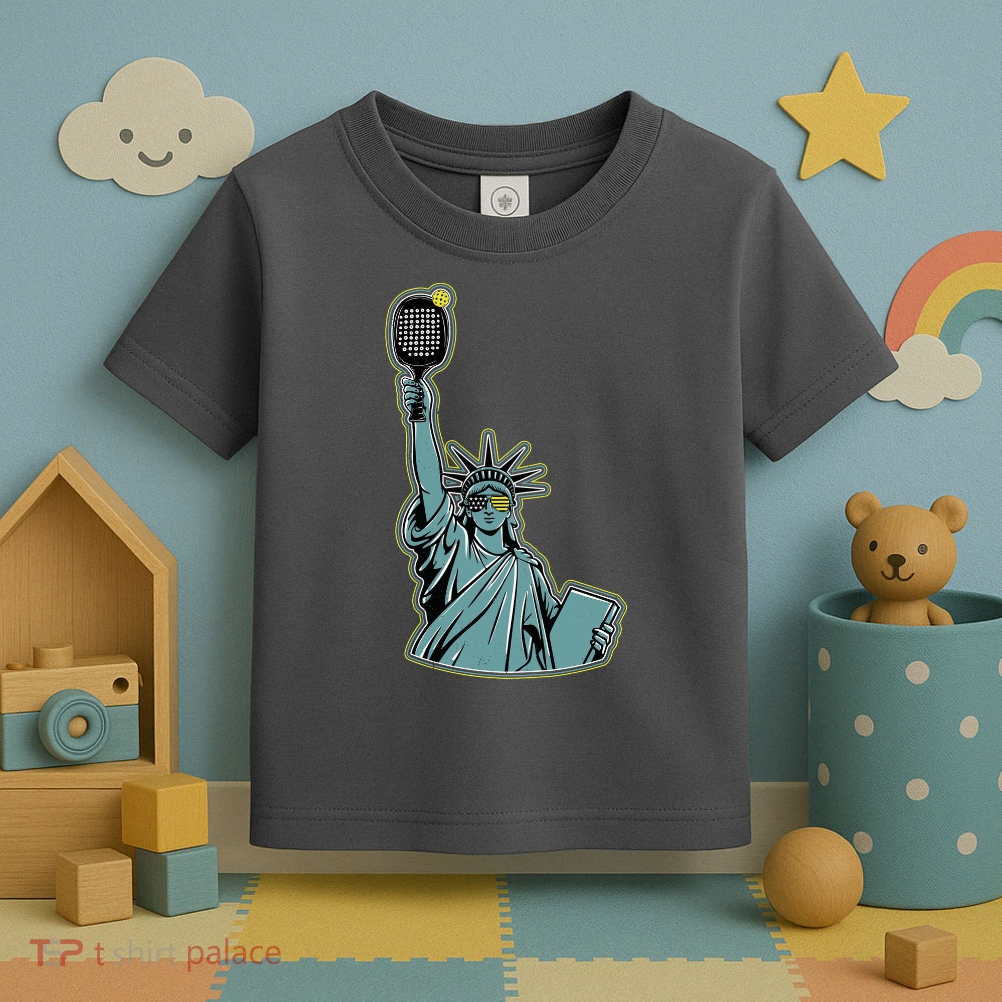 Funny Pickleball Statue Of Liberty  Toddler T-Shirt