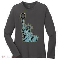 Funny Pickleball Statue Of Liberty  Women's Long Sleeve Shirt thumb 0