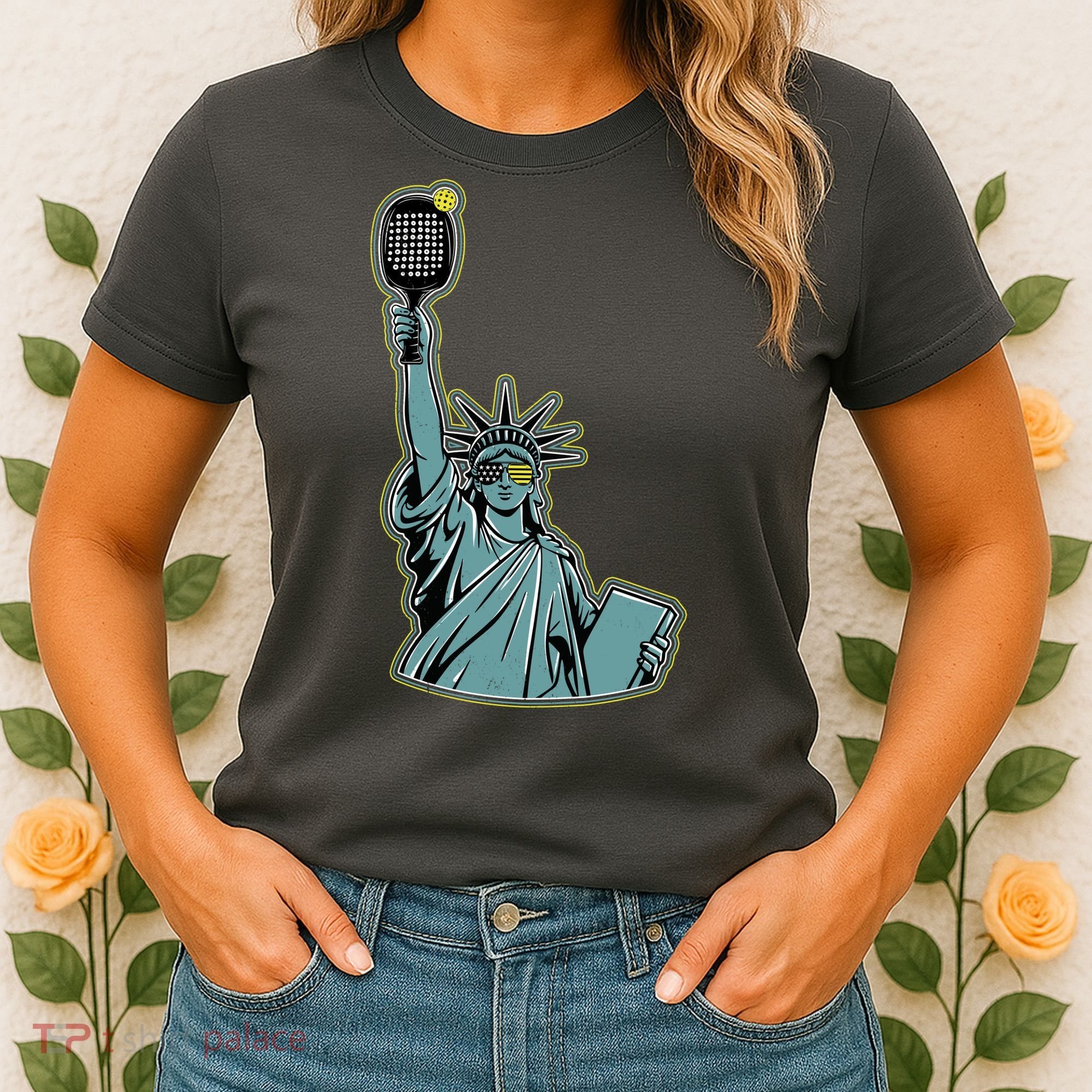Funny Pickleball Statue Of Liberty  Women's T-Shirt