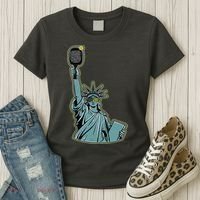Funny Pickleball Statue Of Liberty  Women's T-Shirt thumb 3